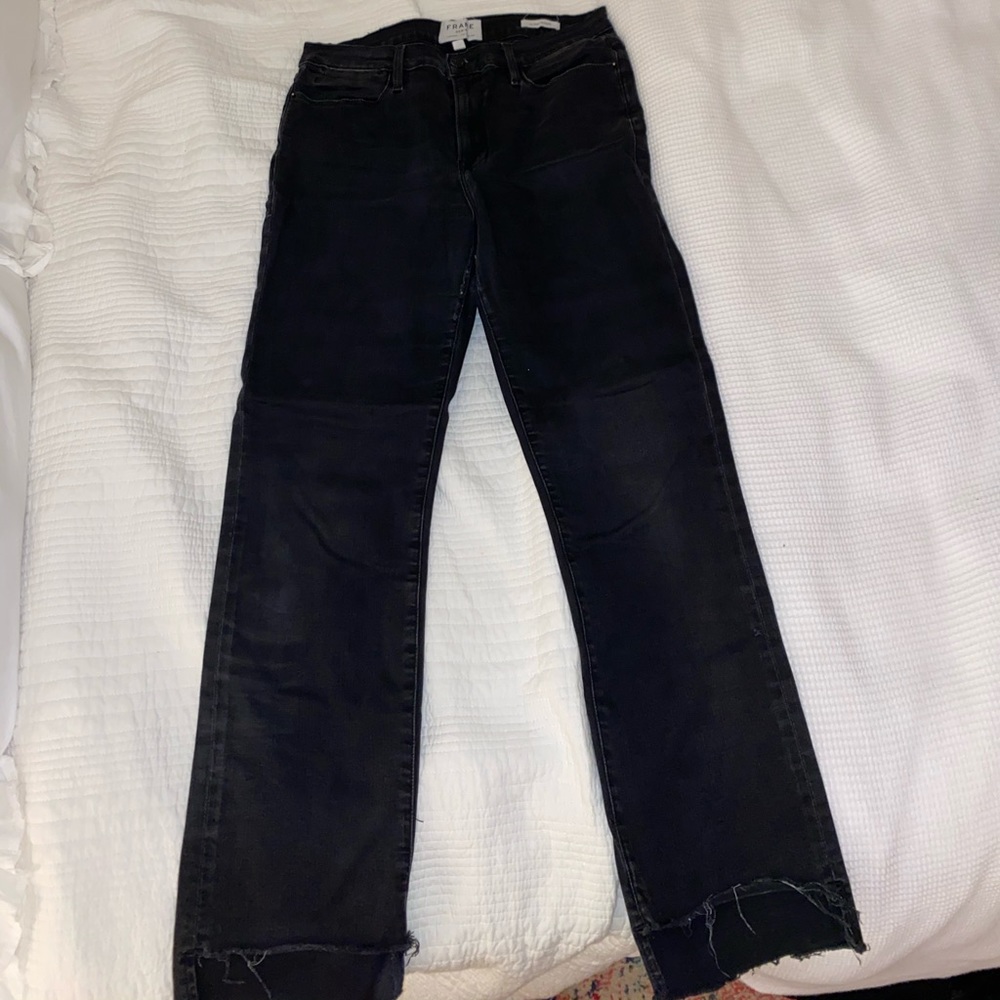 FRAME le high straight step hem jeans